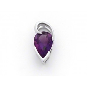 Pendentif Amethyste 3,42 Carats taille poire Or blanc