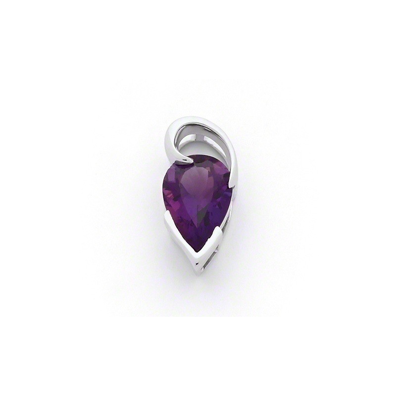 Pendentif Amethyste 3,42 Carats taille poire Or blanc