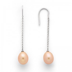 Boucles d'oreilles Perles de culture poire 9-9,5mm sur Or blanc