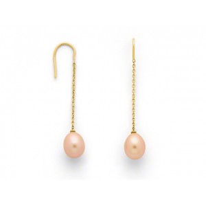 Boucles d'oreilles Perles de culture poire 9,5-10 mm Or rose-1