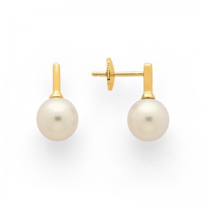 Boucles d'oreilles Perles de culture Akoya Japon ronde 7,5-8 mm Or jaune-3