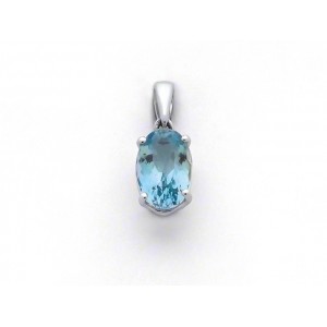 Pendentif Aigue-Marine 2,01 Carats taille ovale Or blanc