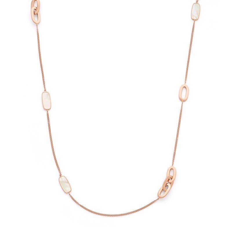 Collier mailles 3 motifs Nacre Or rose