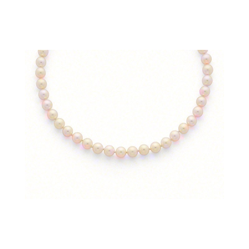 Collier Perles de culture Choker Akoya Japon Blanc-rosé 7-7,5mm Or jaune