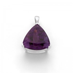 Pendentif Améthyste 11,65 Carats triangle taille laser Or blanc