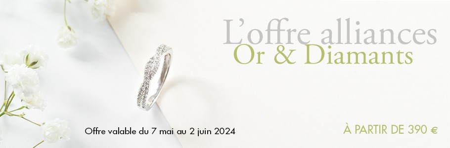 Offre promo sur les alliances diamants chez la Bijouterie Madime Paris