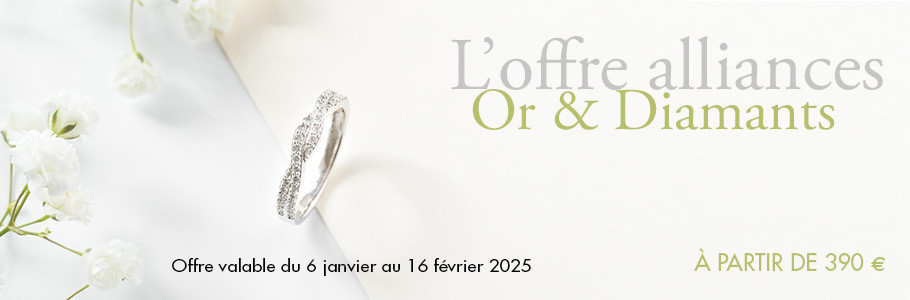 Offre promo sur les alliances diamants chez la Bijouterie Madime Paris